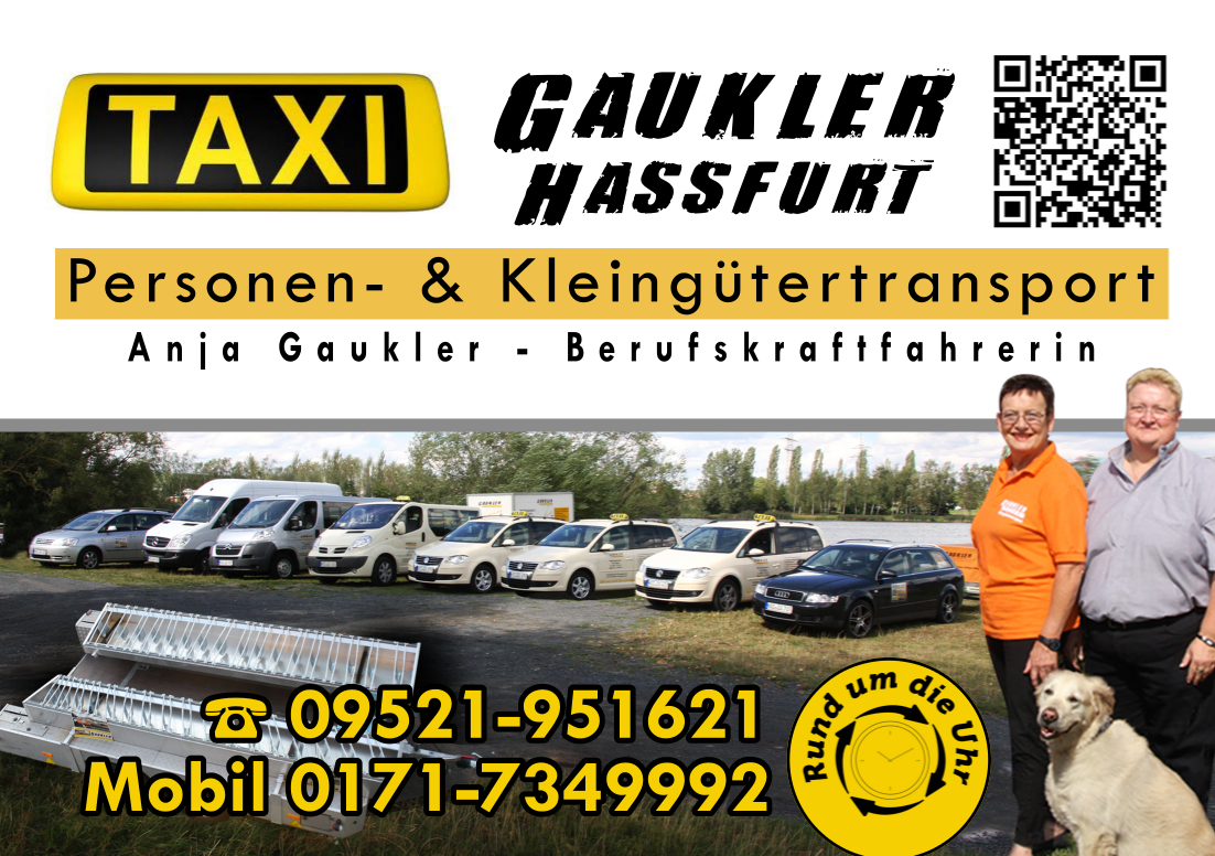 Taxi Gaukler Haßfurt - Mit uns sind Sie auf dem richtigen Weg. Rund um die Uhr.